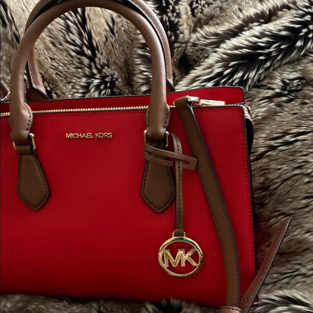 Michael Kors Scarlet and Brown Satchel/ shoulder strap bag - Picture 2 of 10